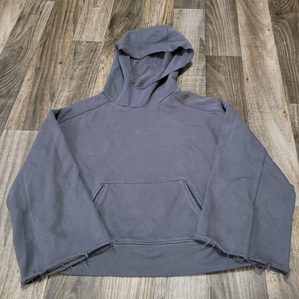 ALO Yoga Hoodie Womens Gray Cropped Boxy Size XS Oversized Sleeves
